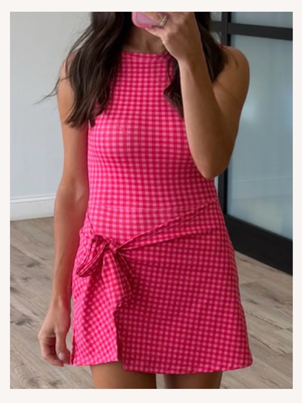 Gingham Active Wrap Romper | Strawberry